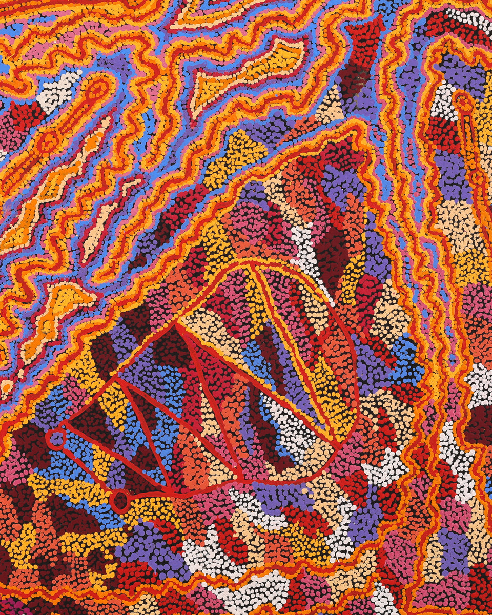 Aboriginal Artwork by Magda Nakamarra Curtis, Lappi Lappi Jukurrpa, 122x91cm