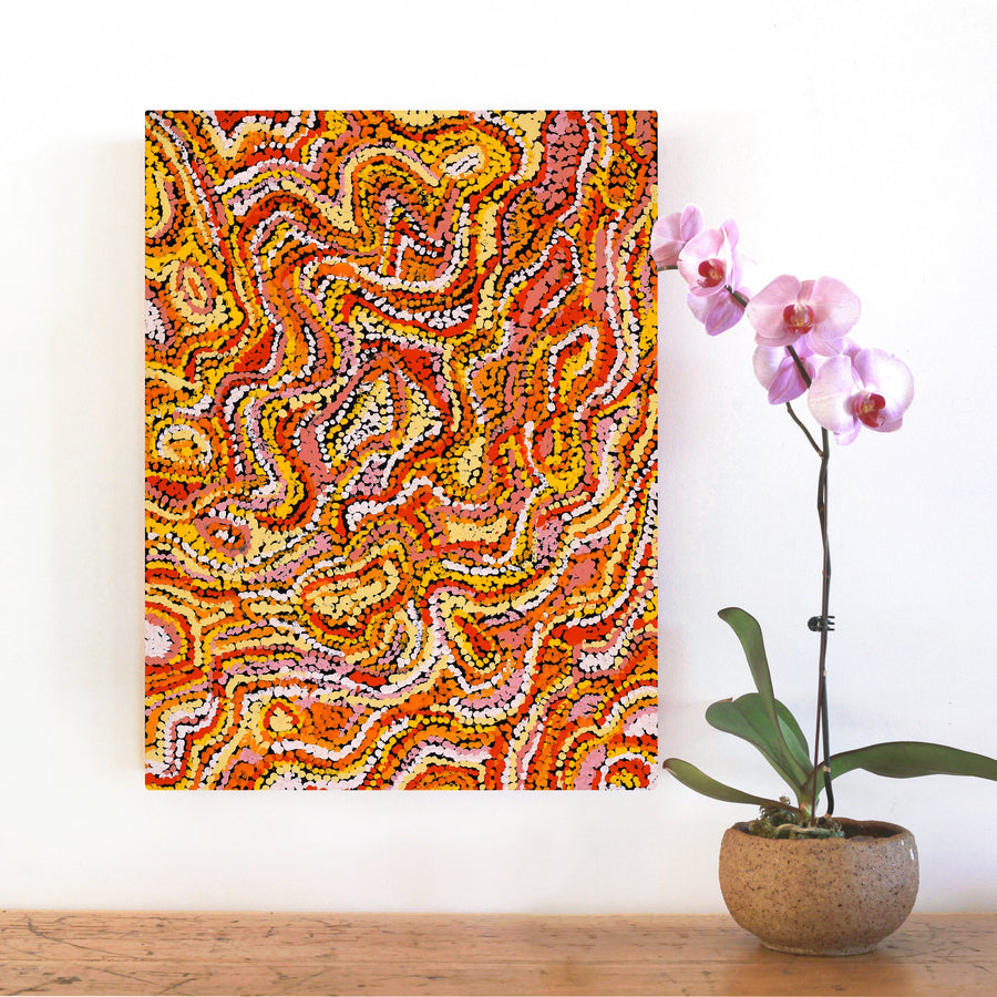 Aboriginal Artwork by Magda Nakamarra Curtis, Lappi Lappi Jukurrpa, 61x46cm