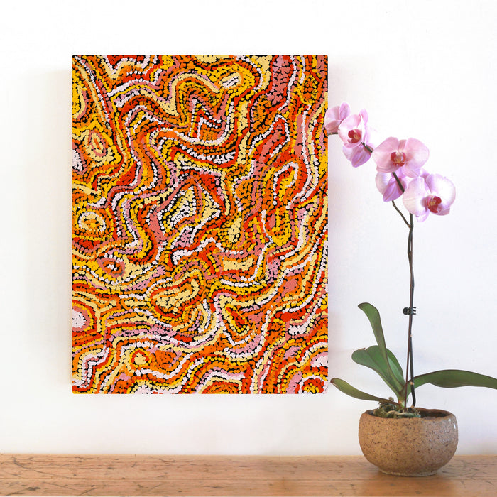 Aboriginal Art by Magda Nakamarra Curtis, Lappi Lappi Jukurrpa, 61x46cm - ART ARK®