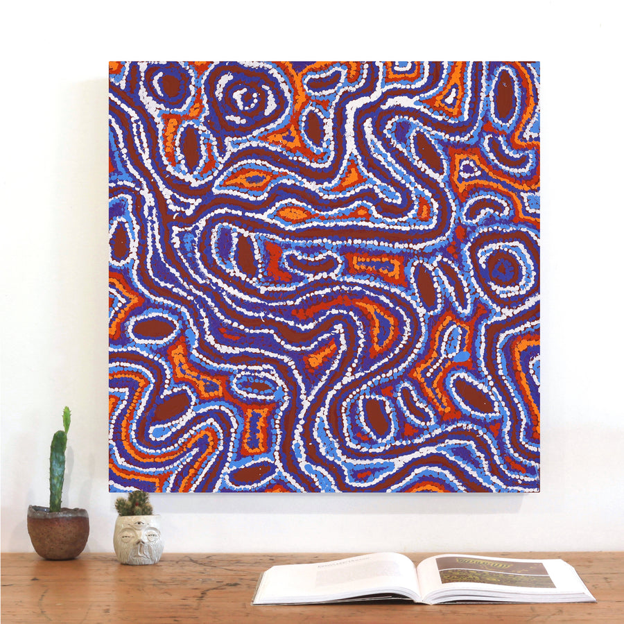 Aboriginal Artwork by Magda Nakamarra Curtis, Lappi Lappi Jukurrpa, 61x61cm