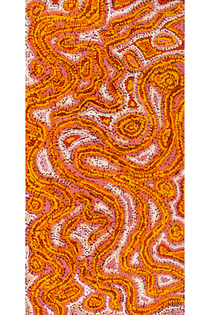 Aboriginal Art by Magda Nakamarra Curtis, Lappi Lappi Jukurrpa, 91x46cm - ART ARK®