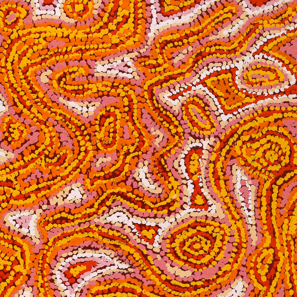 Aboriginal Artwork by Magda Nakamarra Curtis, Lappi Lappi Jukurrpa, 91x46cm