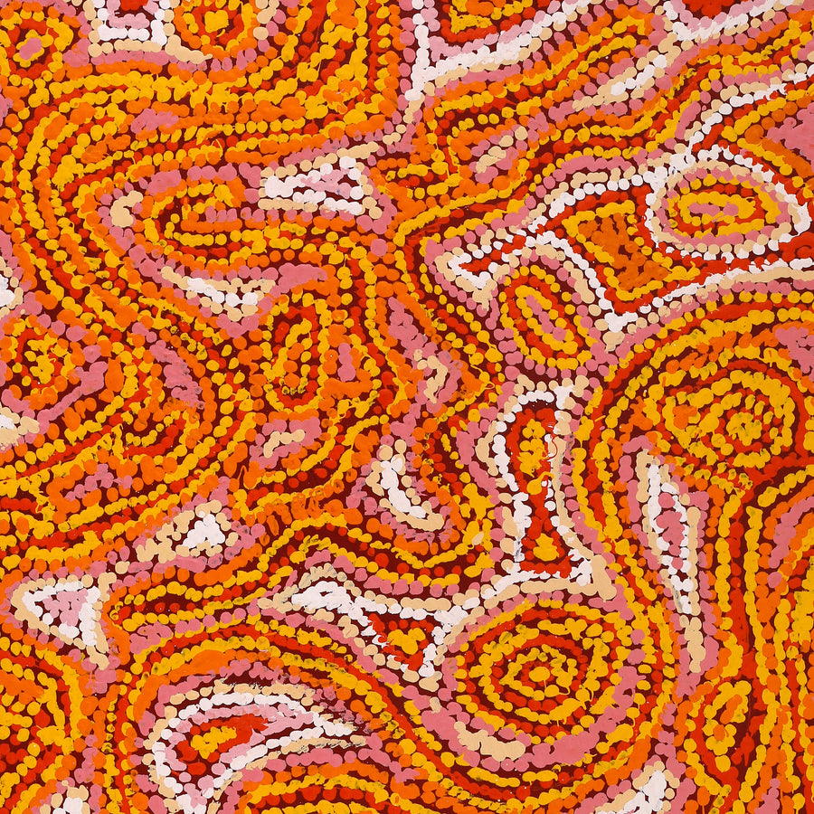Aboriginal Artwork by Magda Nakamarra Curtis, Lappi Lappi Jukurrpa, 91x46cm