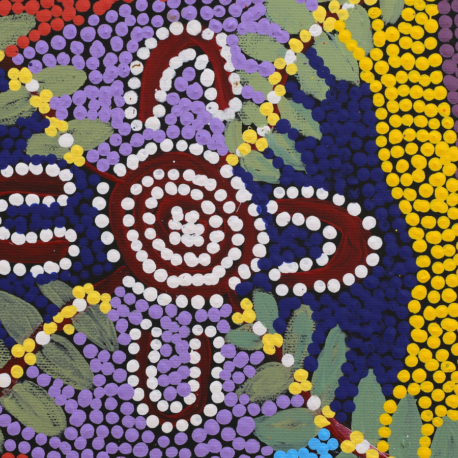 Aboriginal Artwork by Maggie Napangardi Kitson, Karnta Jukurrpa (Womens Dreaming), 30x30cm