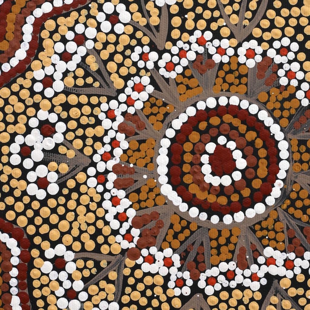 Aboriginal Artwork by Maggie Napangardi Williams, Janmarda Jukurrpa (Bush Onion Dreaming), 30x30cm