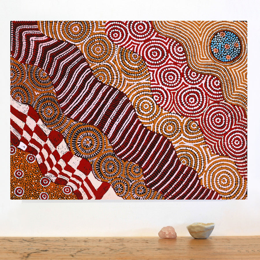 Aboriginal Artwork by Maggie Napangardi Williams, Janmarda Jukurrpa (Bush Onion Dreaming), 61x46cm