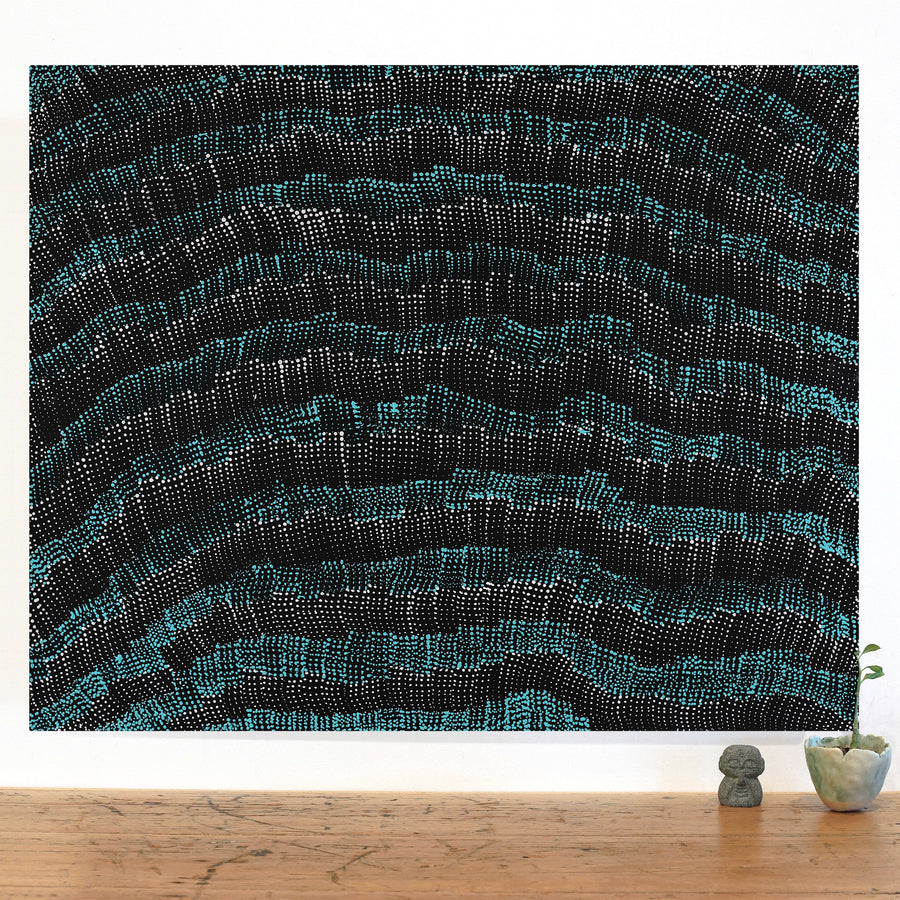Aboriginal Artwork by Maitland Jupurrula Nelson, Patterns of the Landscape around Yuendumu, 76x61cm