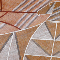 Aboriginal Artwork by Manasseh Namunjdja, Mibbarr (White-bellied Sea Eagle), 111x61m Bark Painting