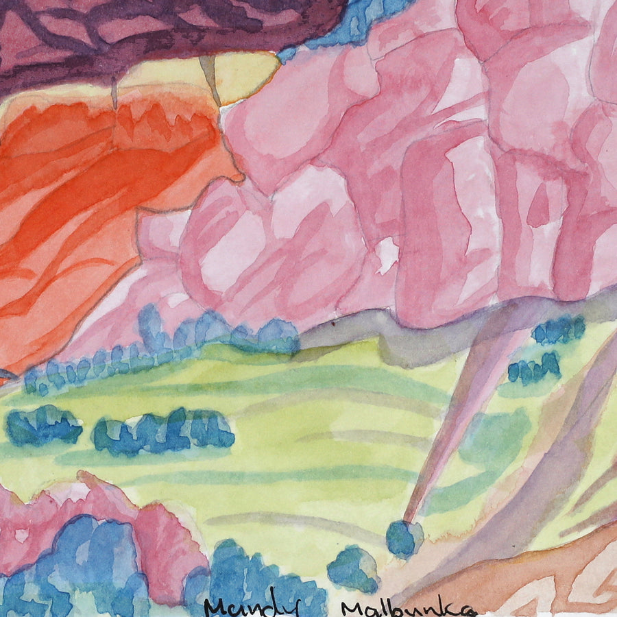 Aboriginal Artwork by Mandy Malbunka, Tjoritja (West MacDonnell Ranges), 27.5x18cm