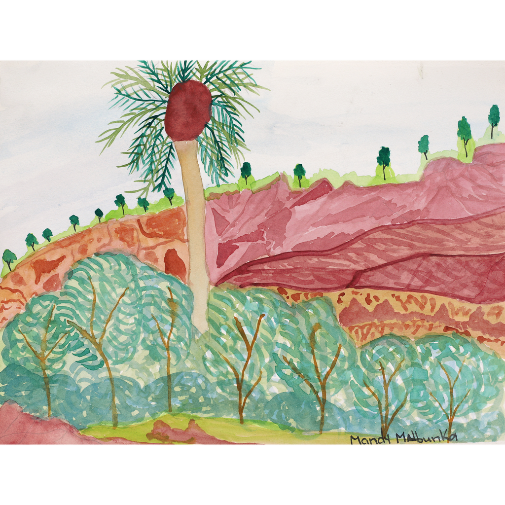 Aboriginal Art by Mandy Malbunka, Alyape (Palm Valley), 35.5x27cm - ART ARK®