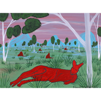Aboriginal Artwork by Mandy Malbunka, Big Red Kangaroo, 35x26cm
