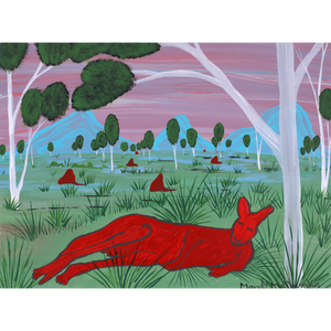 Aboriginal Art by Mandy Malbunka, Big Red Kangaroo, 35x26cm - ART ARK®