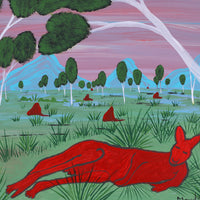 Aboriginal Artwork by Mandy Malbunka, Big Red Kangaroo, 35x26cm