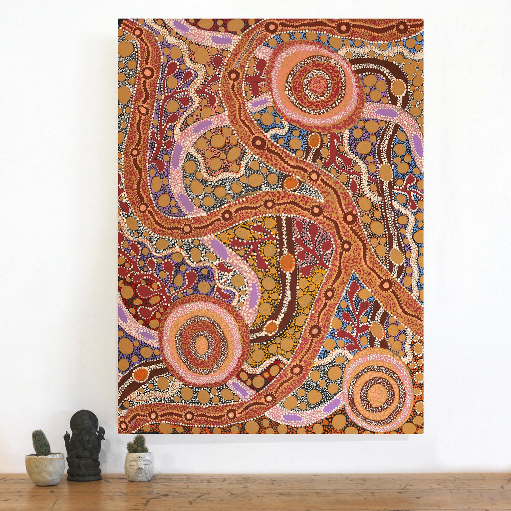 Aboriginal Artwork by Maralyn Stanley Inawinytji, Minyma Kutjara Wingellina, 102x75cm