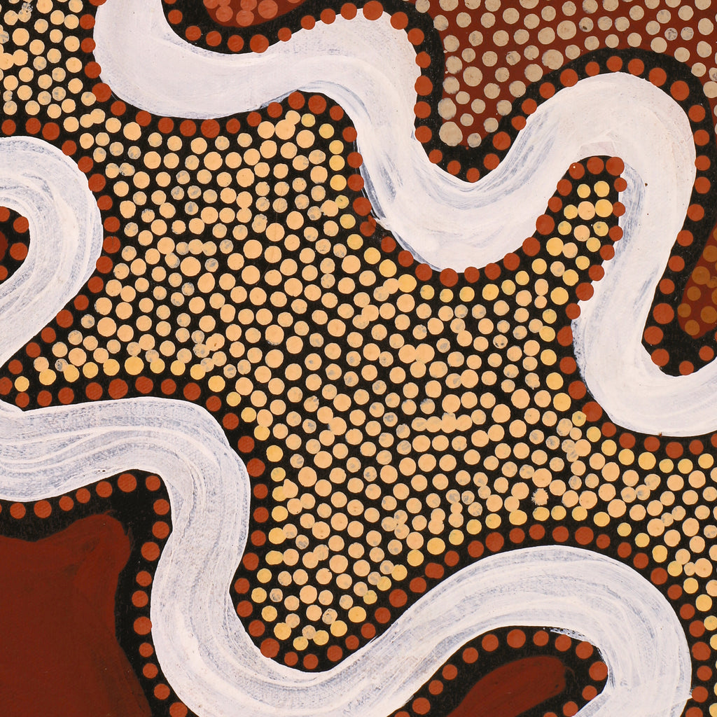 Aboriginal Artwork by Margaret Donegan, Wati Kutjara Wanampi, 91x76cm