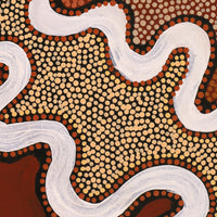 Aboriginal Artwork by Margaret Donegan, Wati Kutjara Wanampi, 91x76cm