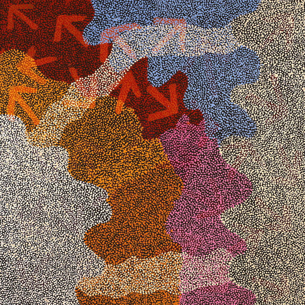 Aboriginal Art by Margaret Nangala Gallagher, Yankirri Jukurrpa (Emu Dreaming), 107x107cm - ART ARK®