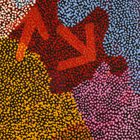 Aboriginal Artwork by Margaret Nangala Gallagher, Yankirri Jukurrpa (Emu Dreaming), 107x107cm