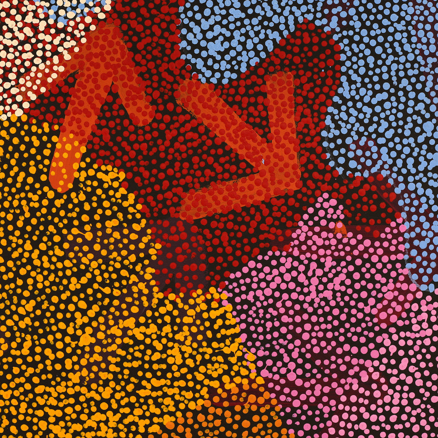 Aboriginal Artwork by Margaret Nangala Gallagher, Yankirri Jukurrpa (Emu Dreaming), 107x107cm