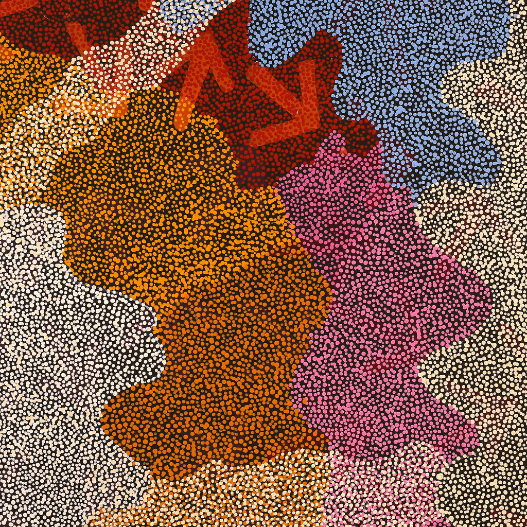 Aboriginal Artwork by Margaret Nangala Gallagher, Yankirri Jukurrpa (Emu Dreaming), 107x107cm
