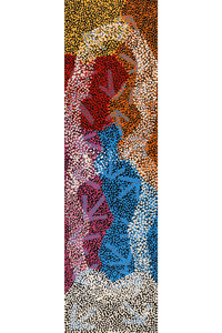 Aboriginal Artwork by Margaret Nangala Gallagher, Yankirri Jukurrpa (Emu Dreaming), 107x30cm