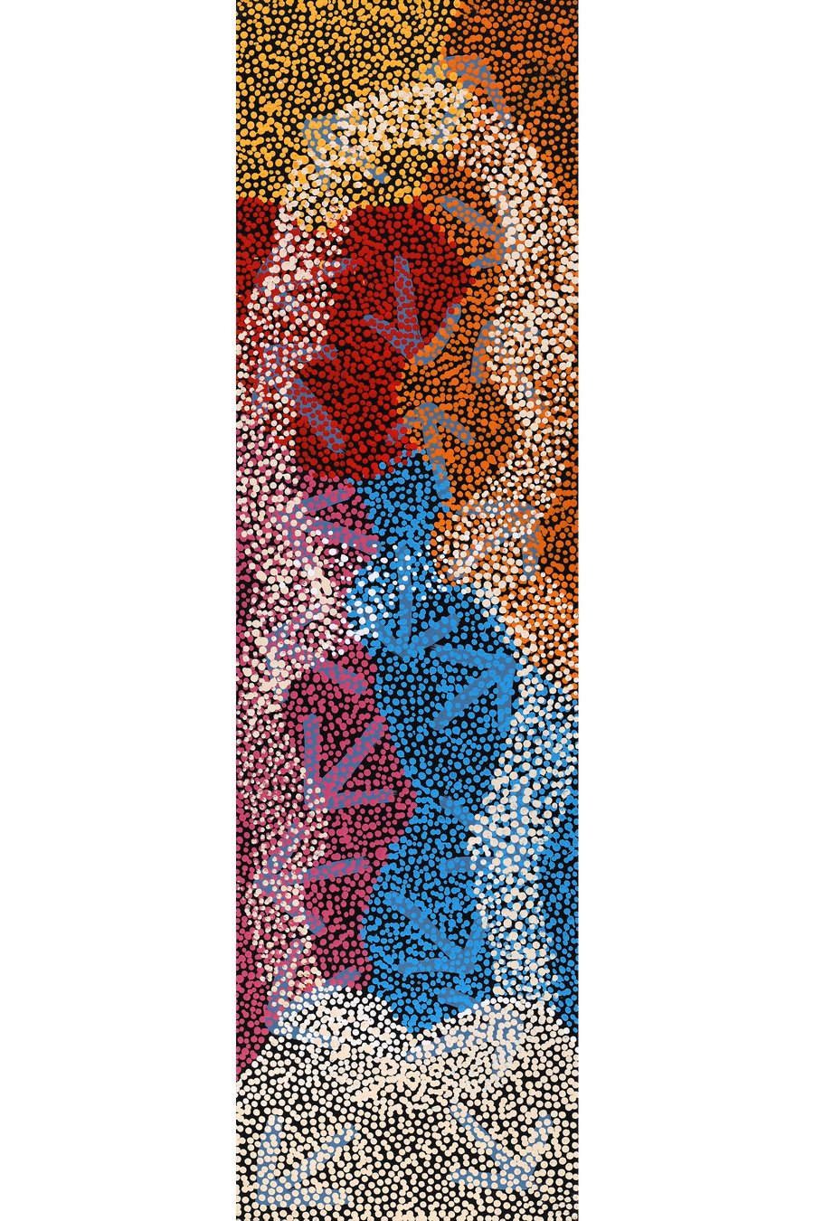 Aboriginal Artwork by Margaret Nangala Gallagher, Yankirri Jukurrpa (Emu Dreaming), 107x30cm