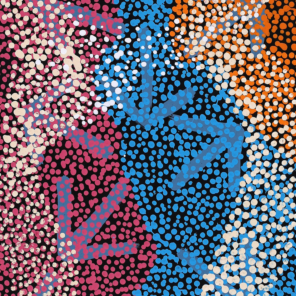 Aboriginal Artwork by Margaret Nangala Gallagher, Yankirri Jukurrpa (Emu Dreaming), 107x30cm