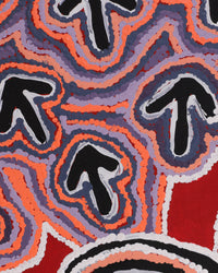 Aboriginal Artwork by Margaret Nangala Gallagher, Yankirri Jukurrpa (Emu Dreaming), 107x46cm