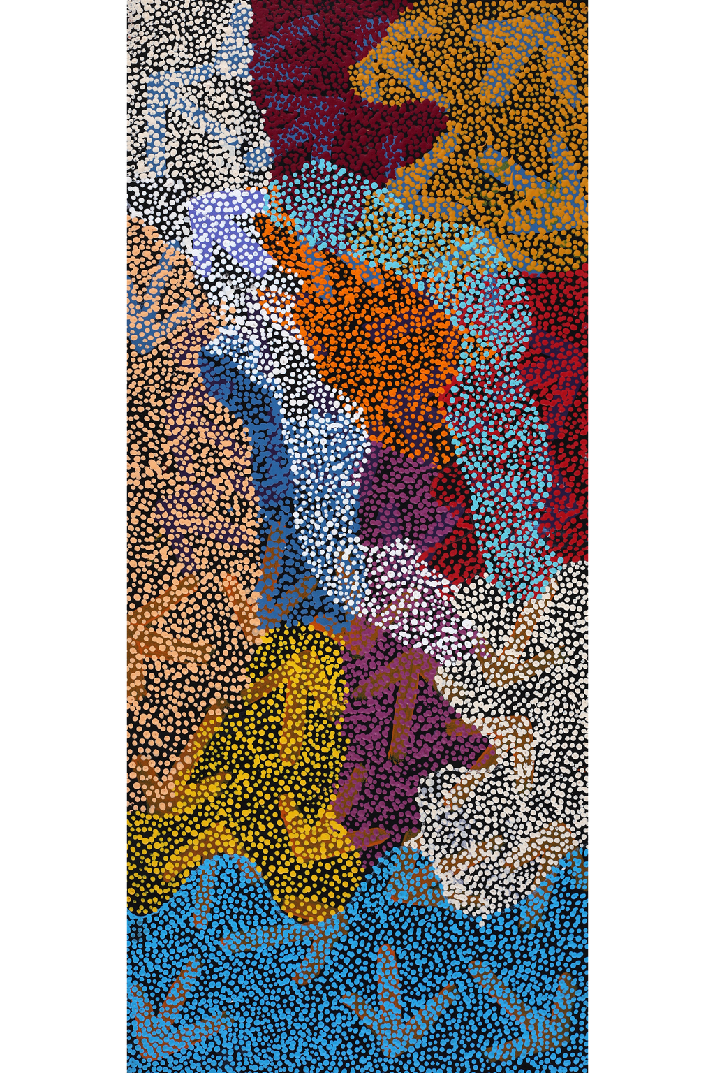 Aboriginal Artwork by Margaret Nangala Gallagher, Yankirri Jukurrpa (Emu Dreaming), 107x46cm