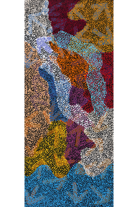 Aboriginal Artwork by Margaret Nangala Gallagher, Yankirri Jukurrpa (Emu Dreaming), 107x46cm