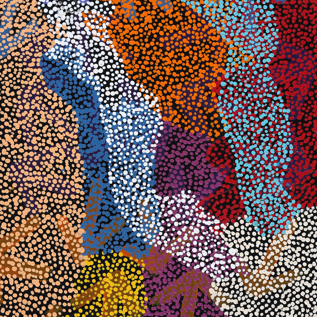 Aboriginal Artwork by Margaret Nangala Gallagher, Yankirri Jukurrpa (Emu Dreaming), 107x46cm