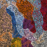 Aboriginal Artwork by Margaret Nangala Gallagher, Yankirri Jukurrpa (Emu Dreaming), 107x46cm