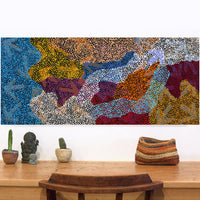Aboriginal Artwork by Margaret Nangala Gallagher, Yankirri Jukurrpa (Emu Dreaming), 107x46cm