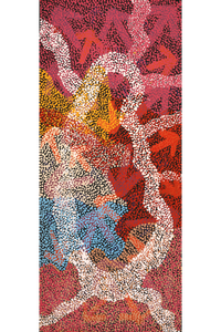 Aboriginal Artwork by Margaret Nangala Gallagher, Yankirri Jukurrpa (Emu Dreaming), 107x46cm