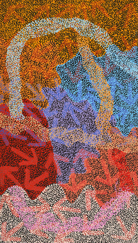 Aboriginal Artwork by Margaret Nangala Gallagher, Yankirri Jukurrpa (Emu Dreaming), 107x61cm
