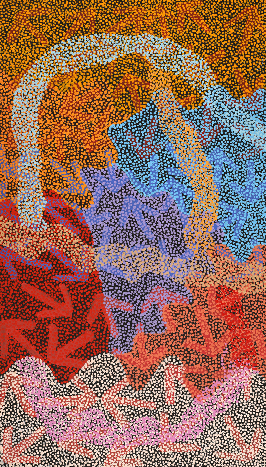 Aboriginal Artwork by Margaret Nangala Gallagher, Yankirri Jukurrpa (Emu Dreaming), 107x61cm