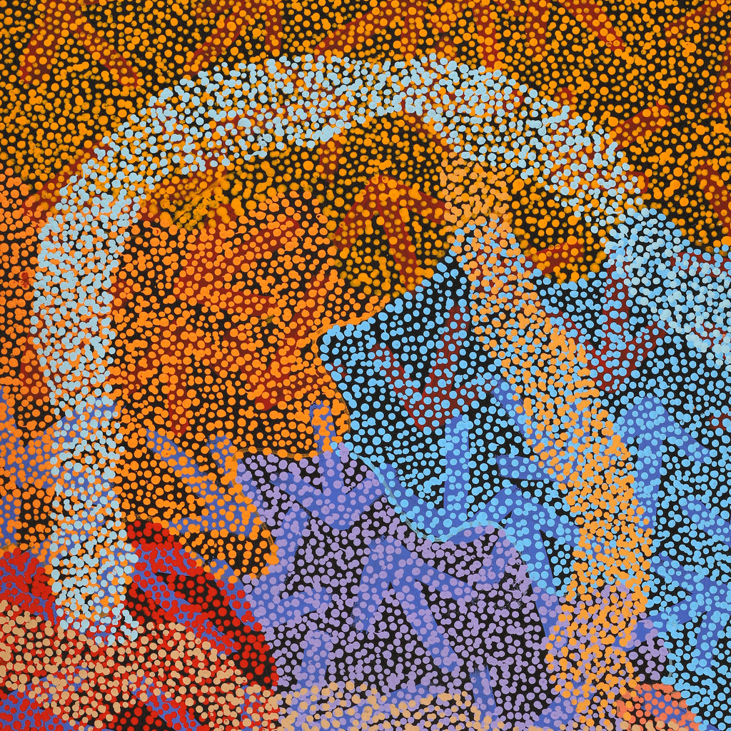 Aboriginal Artwork by Margaret Nangala Gallagher, Yankirri Jukurrpa (Emu Dreaming), 107x61cm