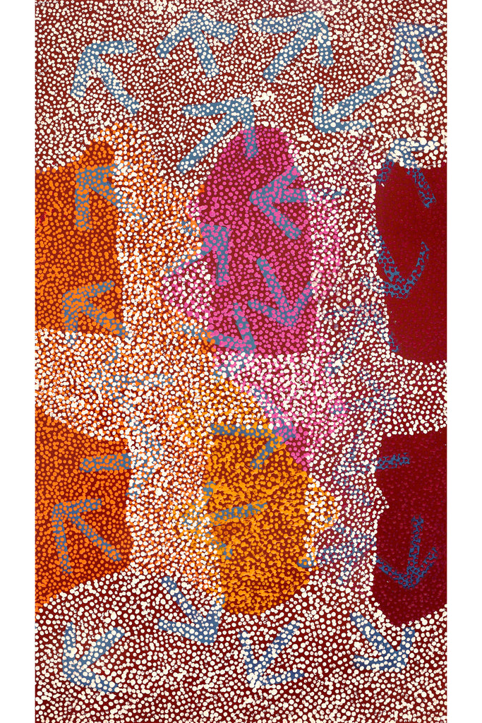 Aboriginal Artwork by Margaret Nangala Gallagher, Yankirri Jukurrpa (Emu Dreaming), 107x61cm