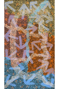 Aboriginal Artwork by Margaret Nangala Gallagher, Yankirri Jukurrpa (Emu Dreaming), 107x61cm