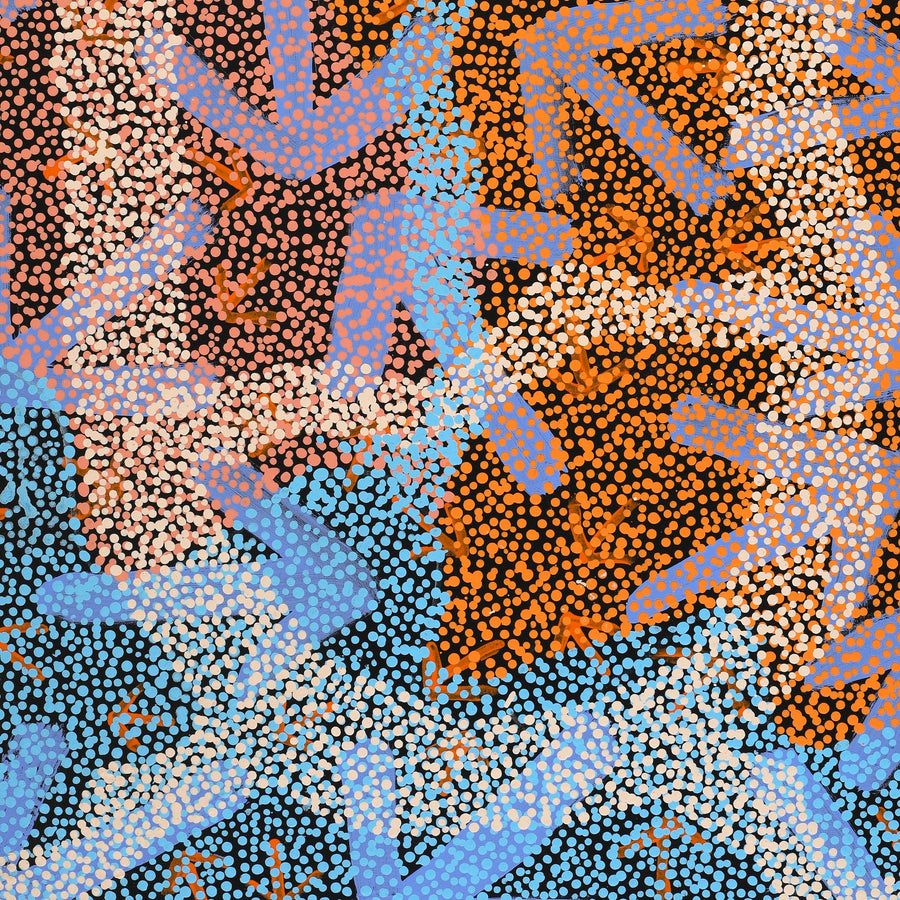 Aboriginal Artwork by Margaret Nangala Gallagher, Yankirri Jukurrpa (Emu Dreaming), 107x61cm