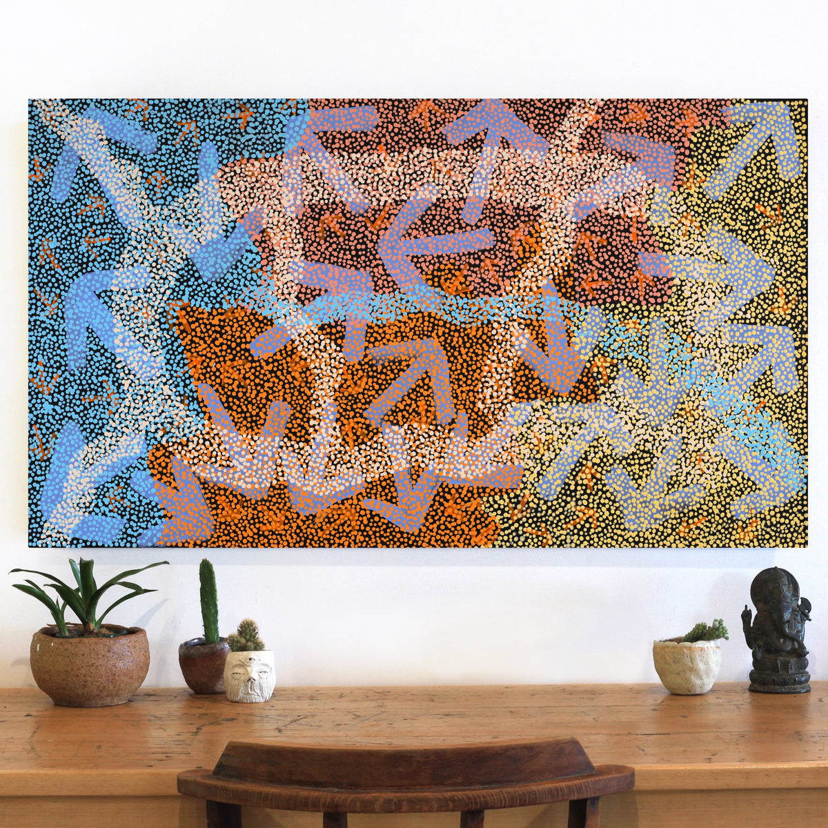 Aboriginal Art by Margaret Nangala Gallagher, Yankirri Jukurrpa (Emu Dreaming), 107x61cm - ART ARK®