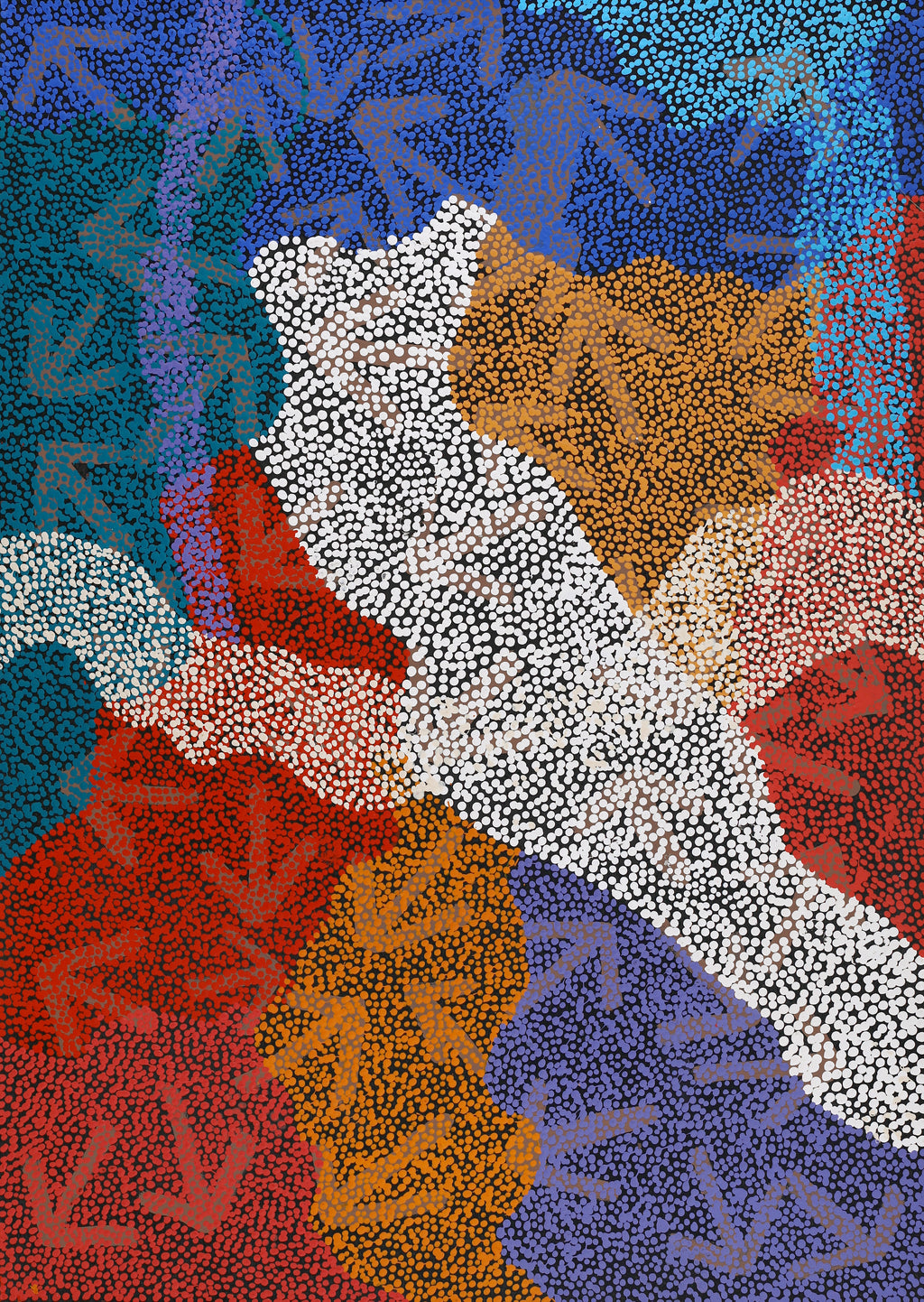 Aboriginal Artwork by Margaret Nangala Gallagher, Yankirri Jukurrpa (Emu Dreaming), 107x76cm