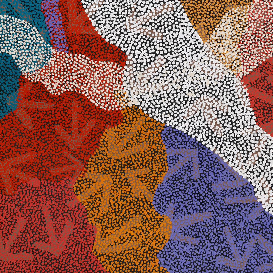 Aboriginal Artwork by Margaret Nangala Gallagher, Yankirri Jukurrpa (Emu Dreaming), 107x76cm