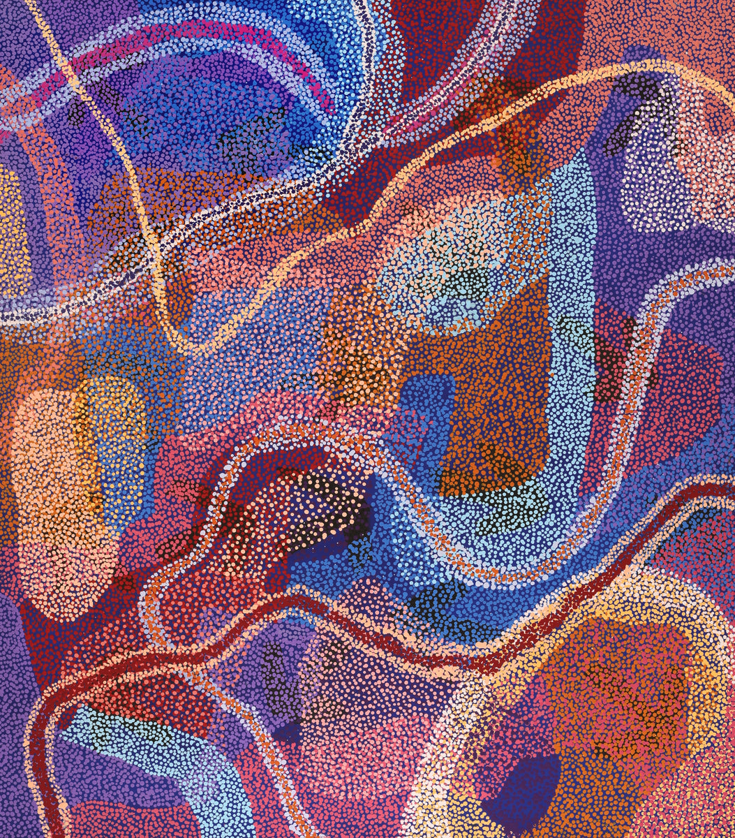 Aboriginal Artwork by Margaret Nangala Gallagher, Yankirri Jukurrpa (Emu Dreaming), 122x107cm