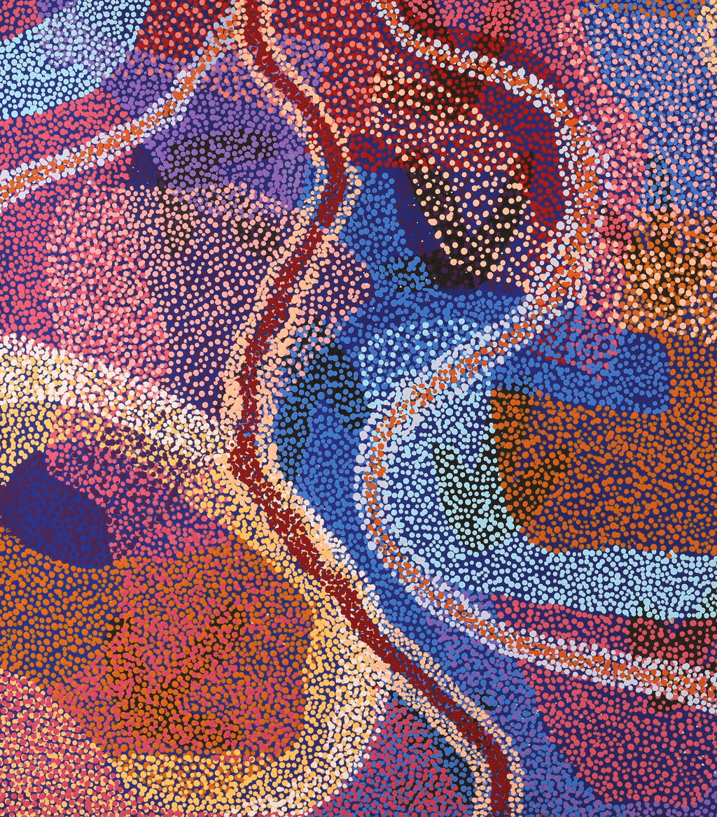 Aboriginal Artwork by Margaret Nangala Gallagher, Yankirri Jukurrpa (Emu Dreaming), 122x107cm