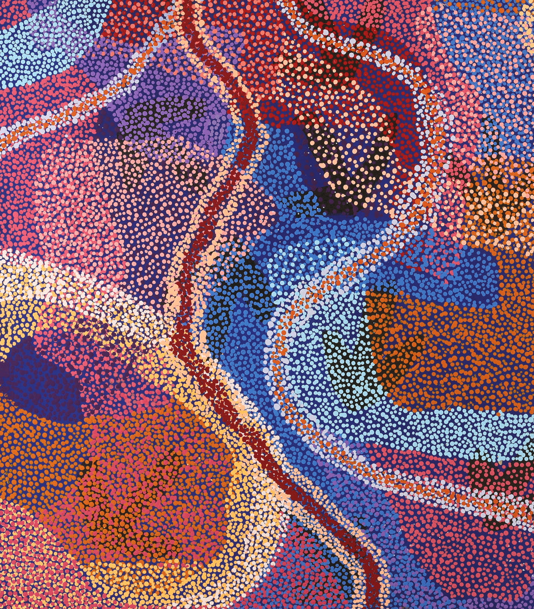 Aboriginal Artwork by Margaret Nangala Gallagher, Yankirri Jukurrpa (Emu Dreaming), 122x107cm