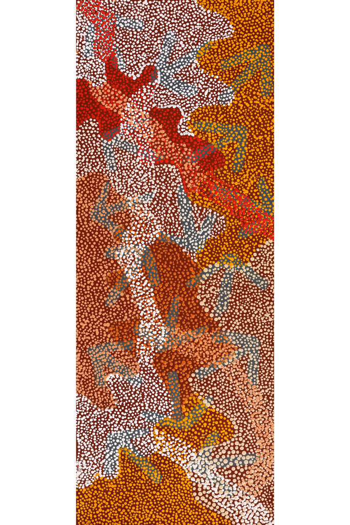 Aboriginal Artwork by Margaret Nangala Gallagher, Yankirri Jukurrpa (Emu Dreaming), 122x46cm