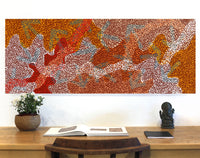 Aboriginal Artwork by Margaret Nangala Gallagher, Yankirri Jukurrpa (Emu Dreaming), 122x46cm