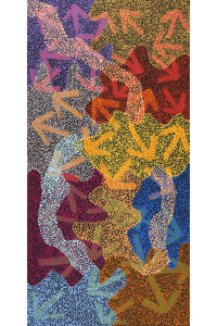 Aboriginal Artwork by Margaret Nangala Gallagher, Yankirri Jukurrpa (Emu Dreaming), 122x61cm