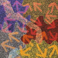 Aboriginal Artwork by Margaret Nangala Gallagher, Yankirri Jukurrpa (Emu Dreaming), 122x61cm